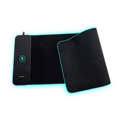 PHILCO - Mouse Pad Gamer XL 80x30cm Grosor 4mm Contorno RGB Carga Inalámbrica Color Negro