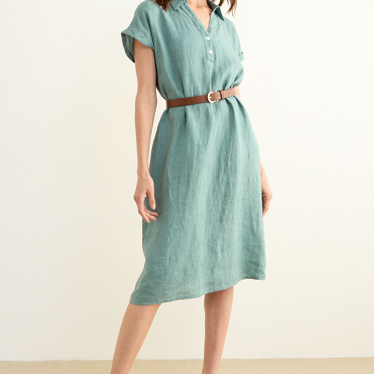 MA GRIFFE - Vestido Liso Mujer Verde Musgo Magriffe