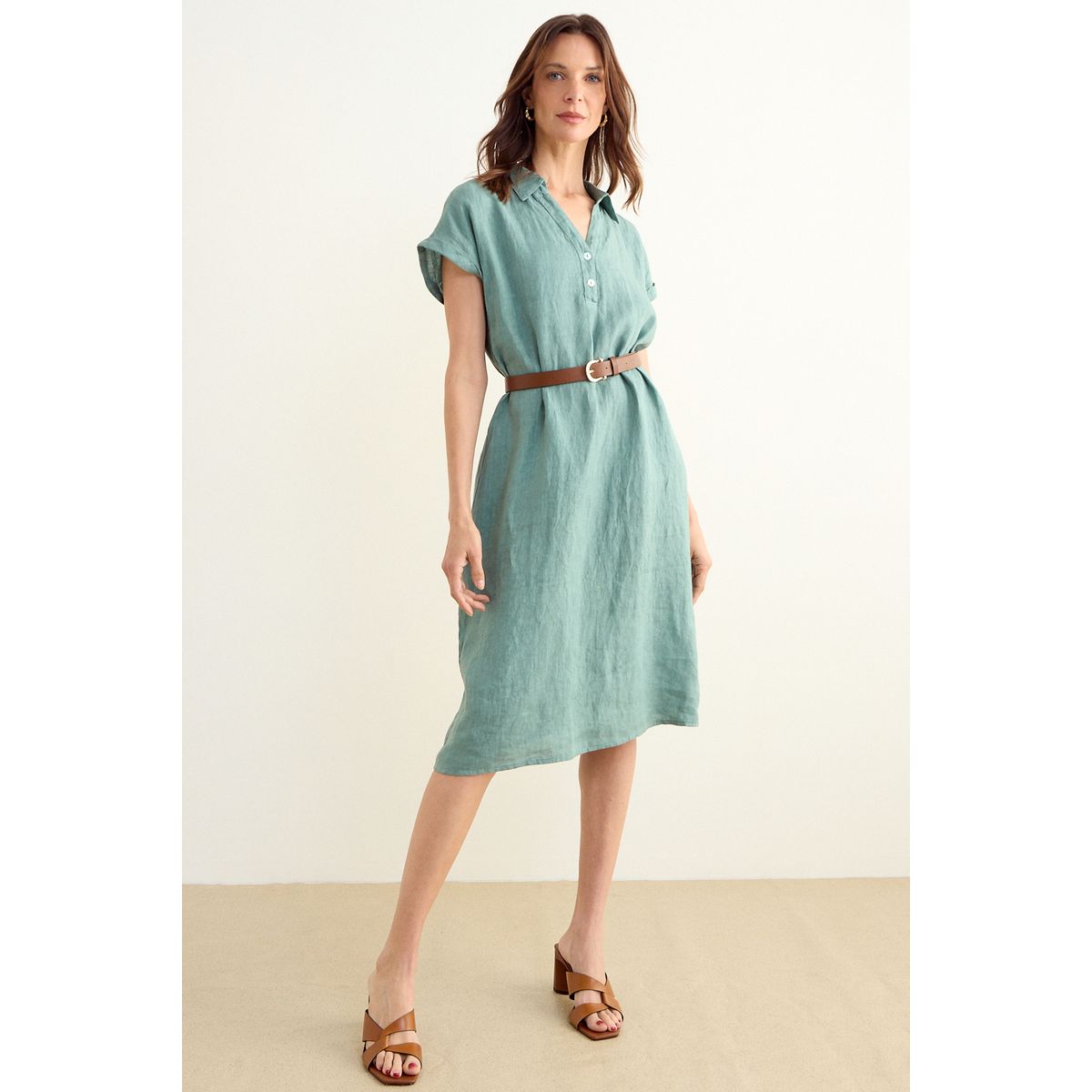 MA GRIFFE - Vestido Liso Mujer Verde Musgo Magriffe