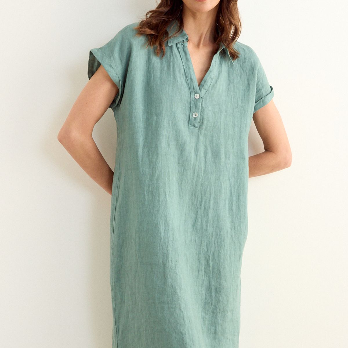 MA GRIFFE - Vestido Liso Mujer Verde Musgo Magriffe