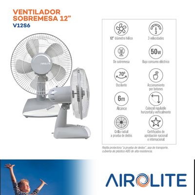 Imagen 2 del producto Ventilador Sobremesa Silencioso Oscilante 12 V12s6