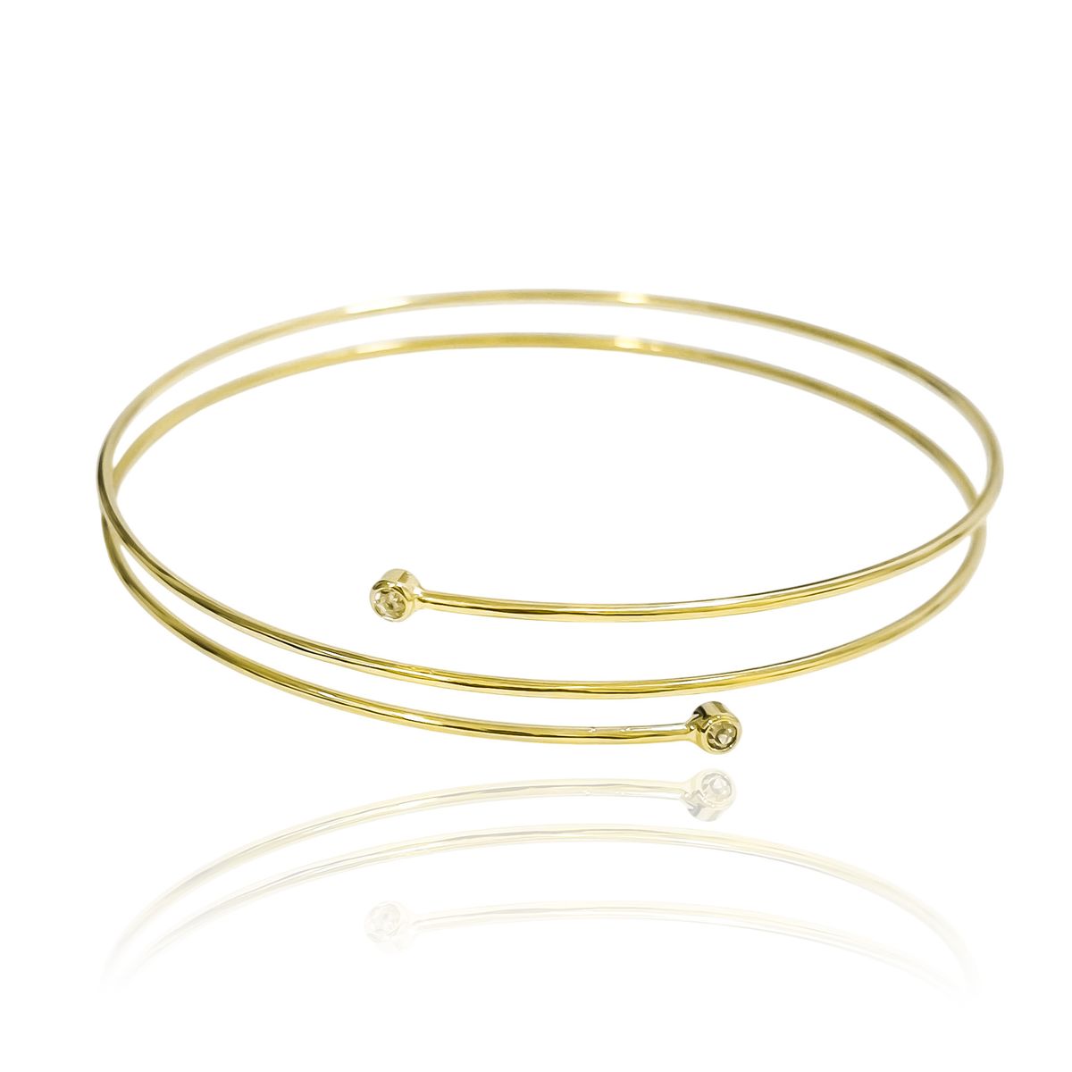 COGGIOLA - Brazalete 2 Circón Blanco Enchapado Oro 18K