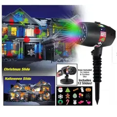 GENERICO - Proyector de Luces con 12 Diapositivas LED - Navidad, Halloween y Fiestas