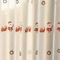 CORTINA O VISILLO BORDADOS CON DISEÑOS NAVIDEÑOS 2 PAÑOS 140X230CM C/U CORONAS SANTA TF