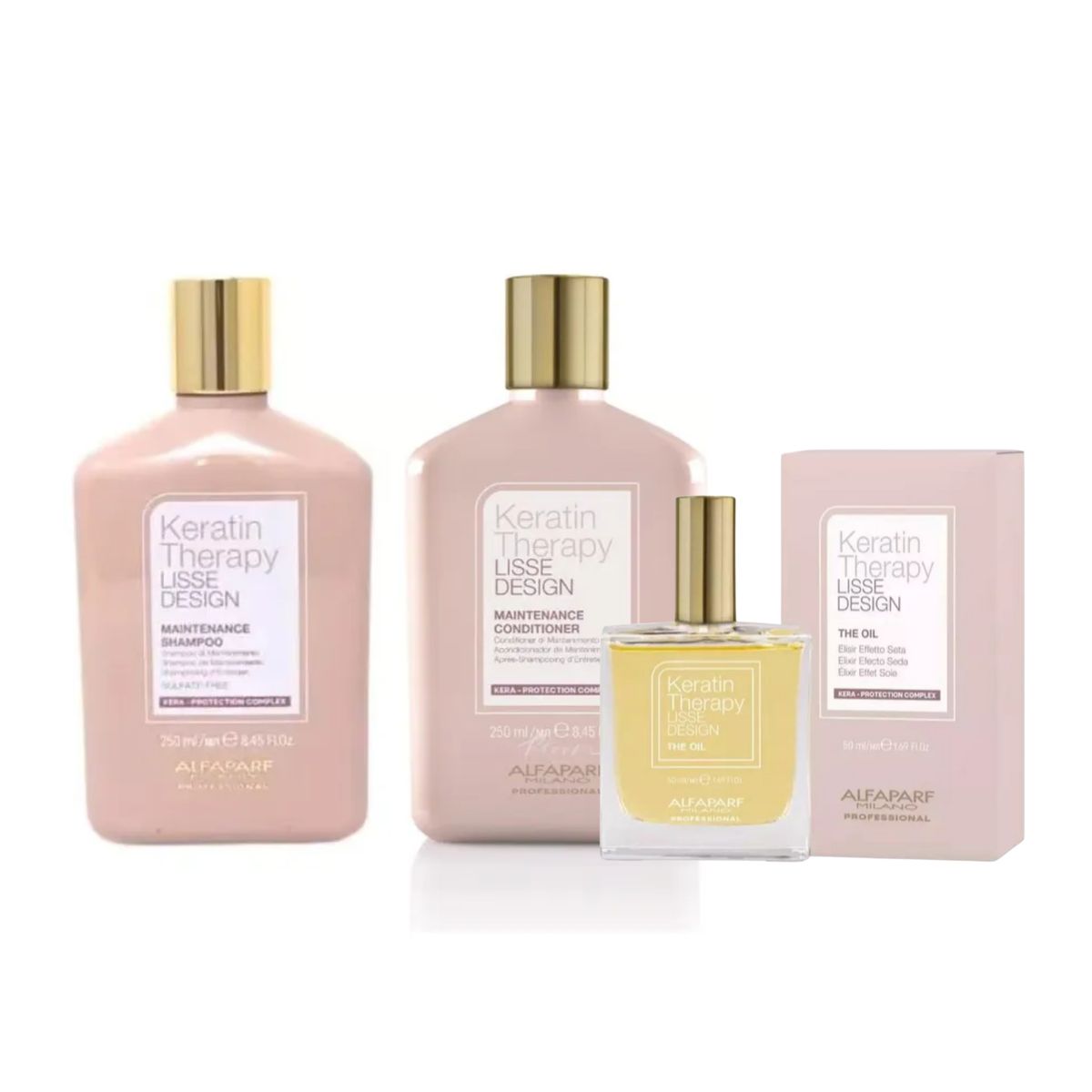 ALFAPARF MILANO - Kit Mantenimiento Shampoo y Acondicionador + serum Keratin Therapy 250ml Alfaparf