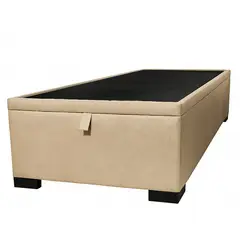 GENERICO - Base De Cama Baúl 1 Plaza Felpa Beige Con Mecanismo
