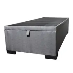 GENERICO - Base De Cama Baúl 1 Plaza Felpa Gris Con Mecanismo