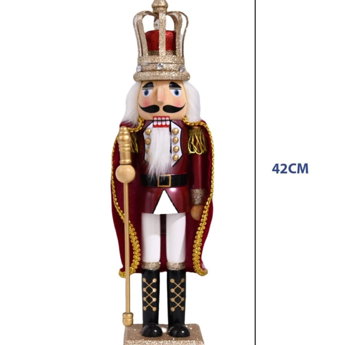 GENERICO - Soldado Cascanueces Decorativo de Madera 42 cm – Figura Navideña