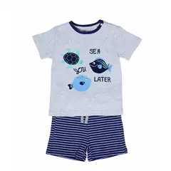 PUMUCKI - Pijama Short y Polera Sea Gris