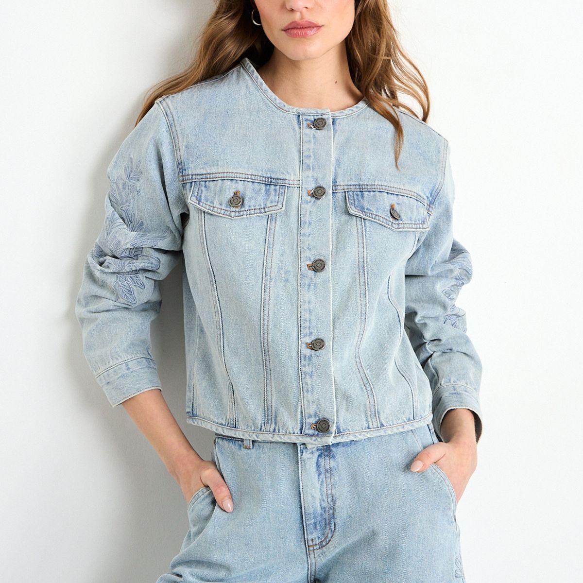 IO - Chaqueta Mezclilla Mujer Celeste Io