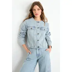 IO - Chaqueta Mezclilla Mujer Celeste