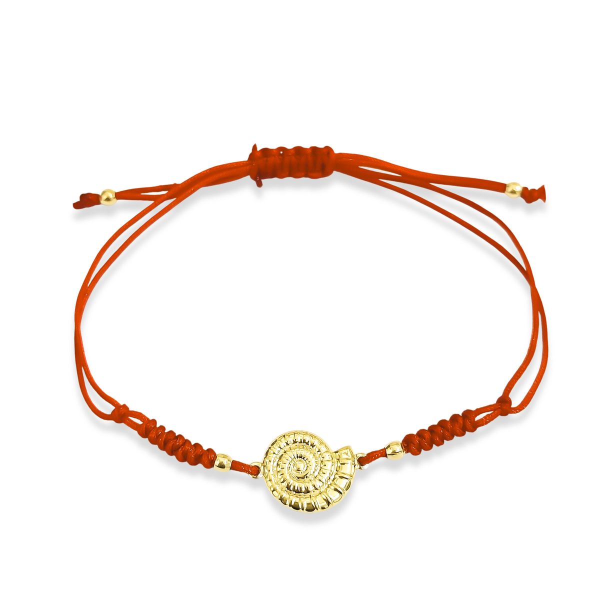 COGGIOLA - Pulsera Caracol Enchapado Oro 18K Cordón Rojo