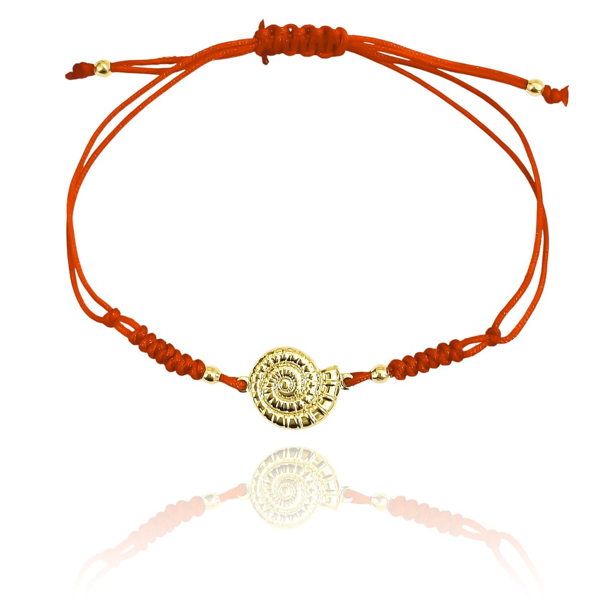 COGGIOLA - Pulsera Caracol Enchapado Oro 18K Cordón Rojo