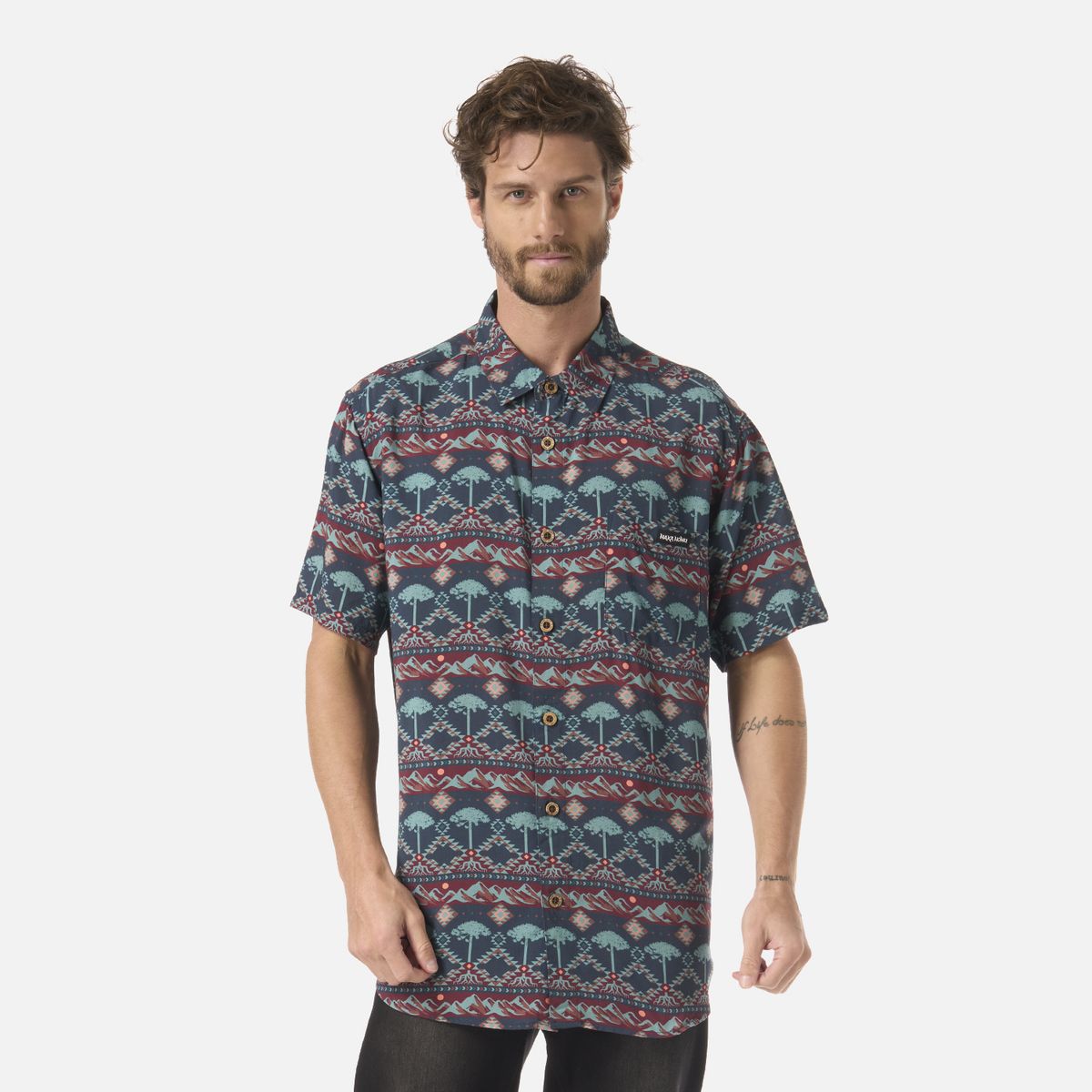 HAKA HONU - Camisa Hombre Good Karma Print Azul Noche Haka Honu