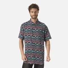 HAKA HONU - Camisa Hombre Good Karma Print Azul Noche
