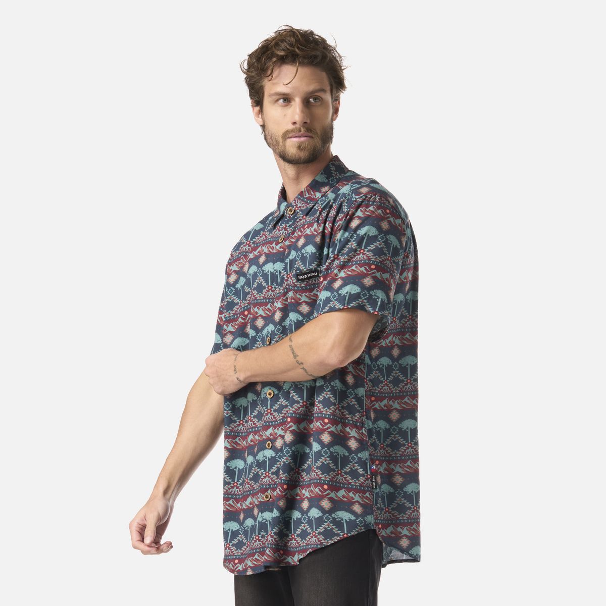 HAKA HONU - Camisa Hombre Good Karma Print Azul Noche Haka Honu