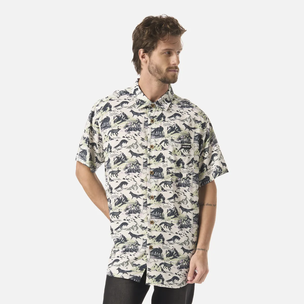 HAKA HONU - Camisa Hombre Good Karma Print Blanco Haka Honu
