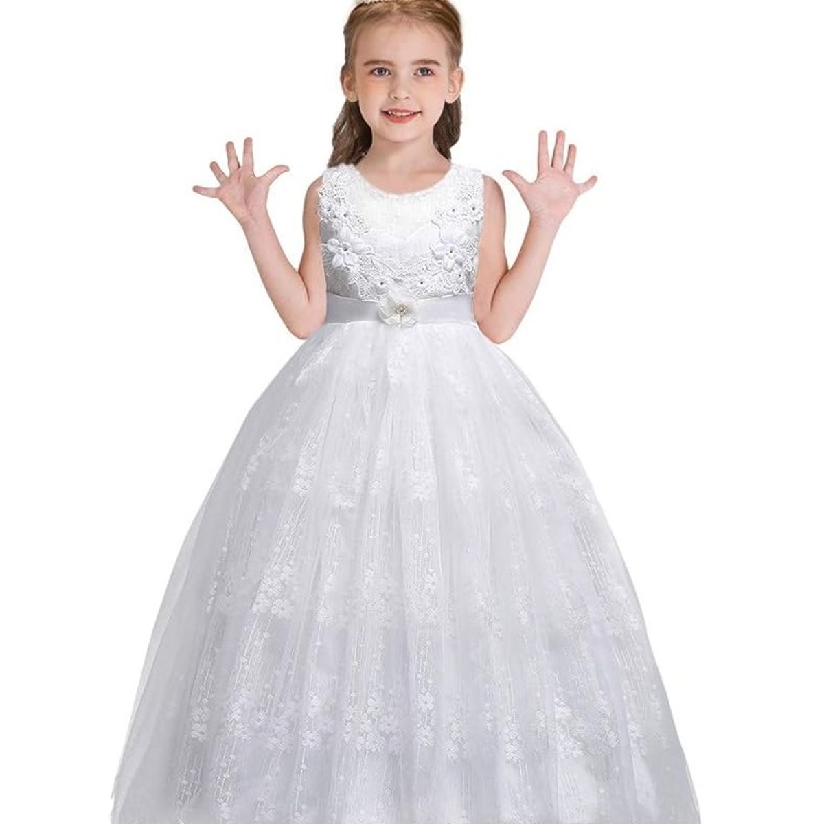 ALMA & DECO - Vestido Primera Comunión Bautizo Paje Boda Mod Magdalena Blanco