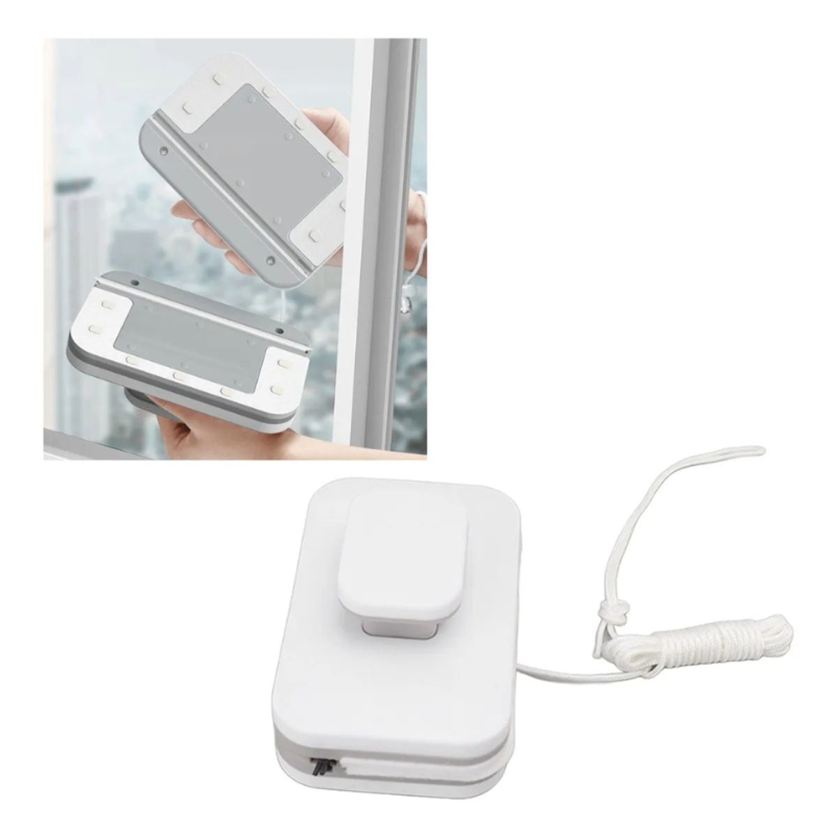 GENERICO - Limpiador De Ventanas Magnético De Doble Cara Mango Grande