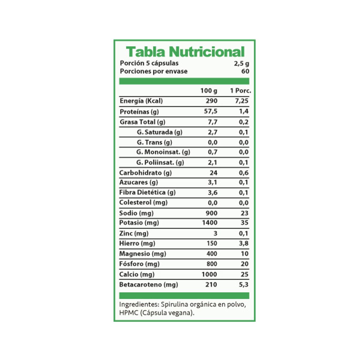 REVITTA WELLNESS - Spirulina Orgánica En Cápsulas 300 Cápsulas