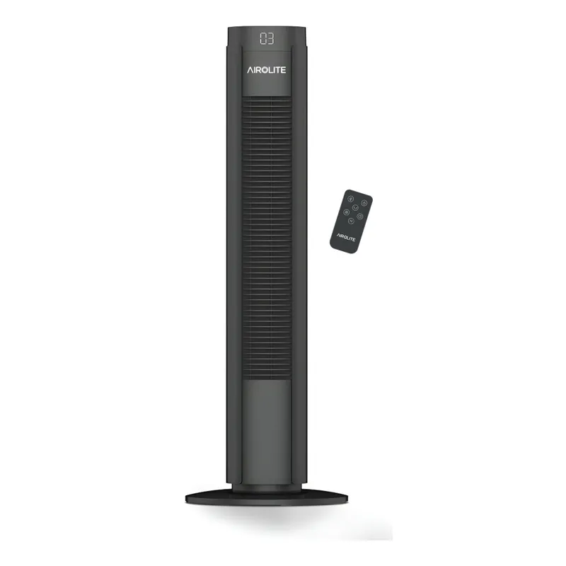 AIROLITE - Ventilador Torre Pie Silencioso Control Remoto Vt02r Black Airolite