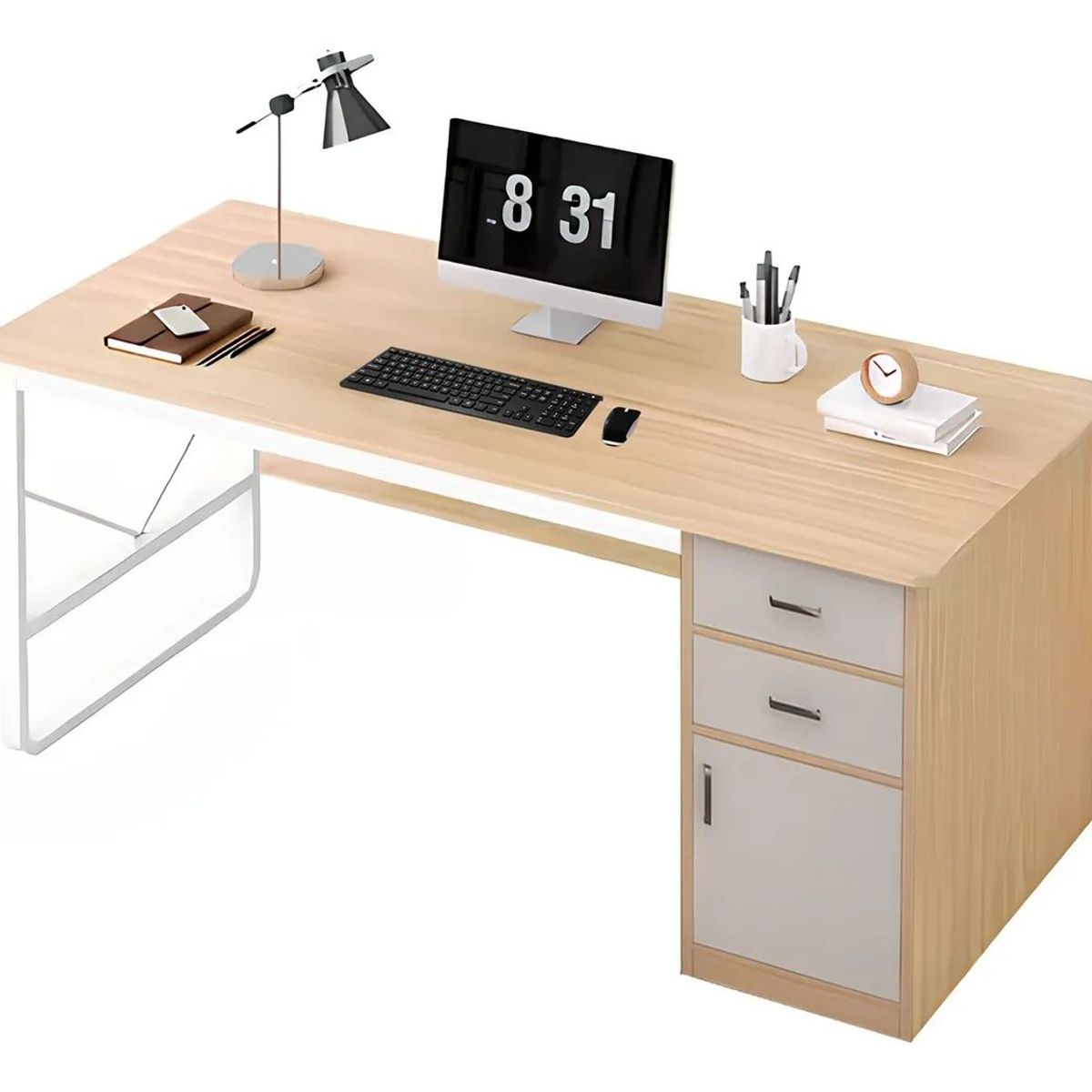 SHOP EHOME BAG - Escritorio 100cm Con Cajón Gabinete Pata Metálica Oficina.