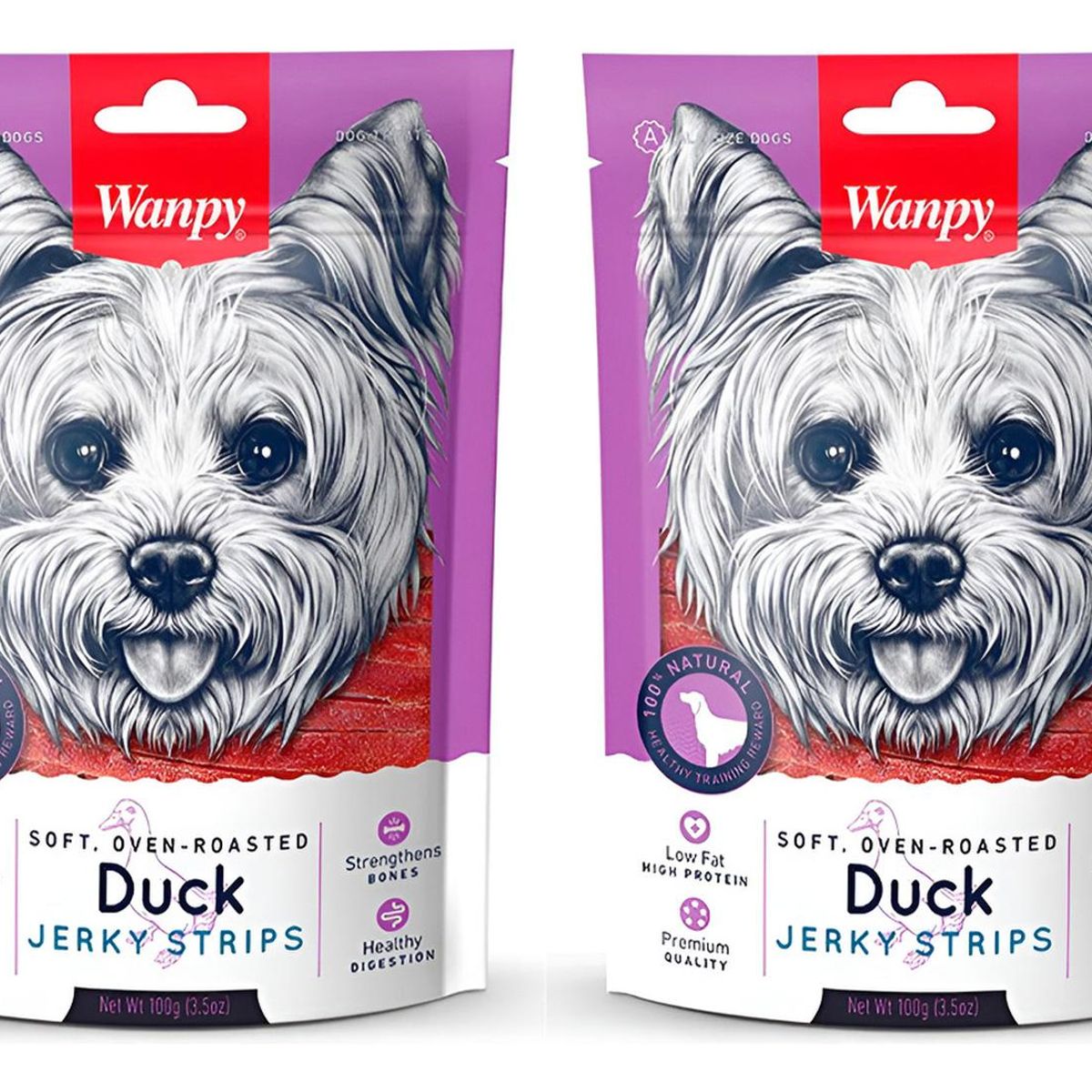 SNAK - X2 Snack Para Perros Wanpy Tiritas De Pato Duck 100g C/u