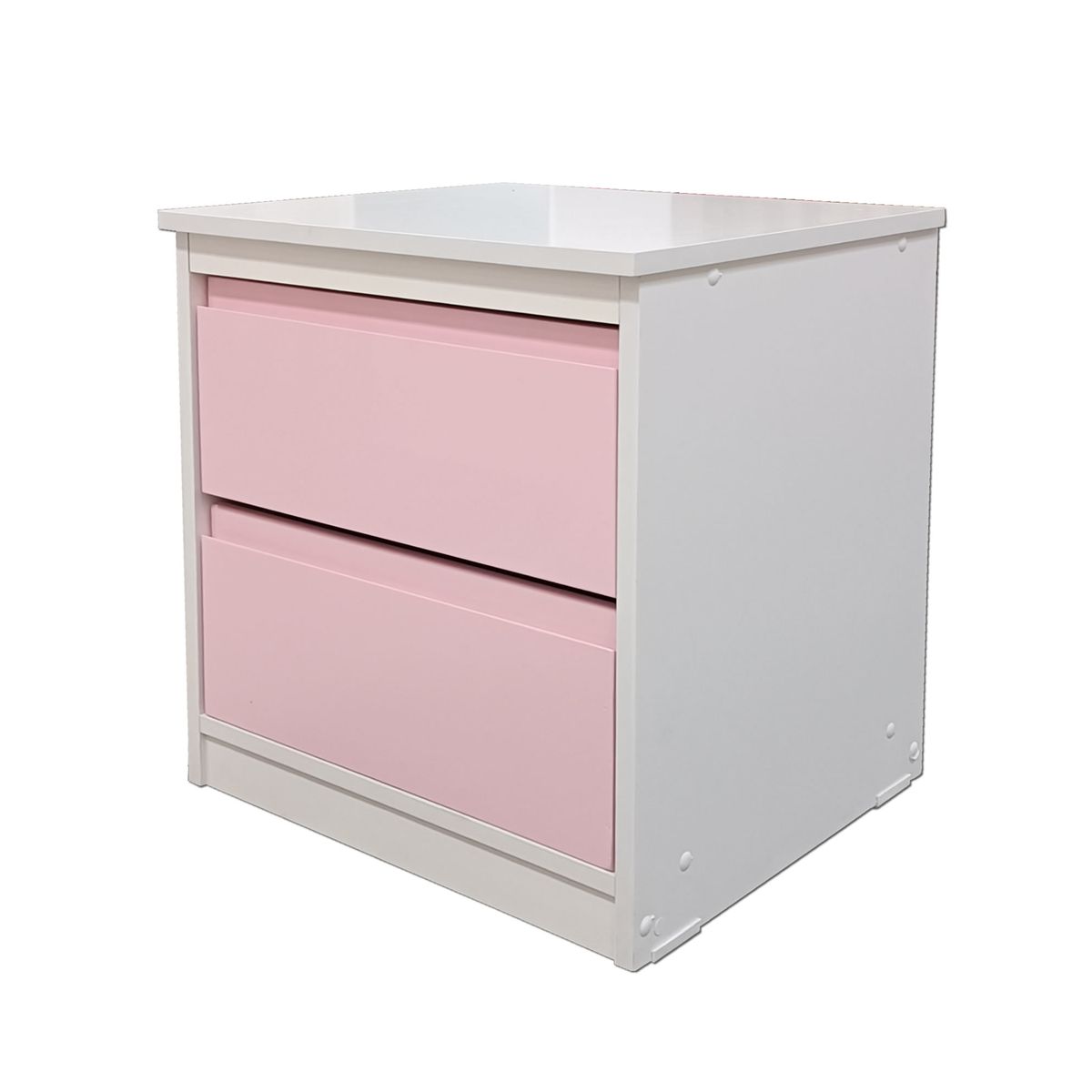 DECORACION CREATIVA - Velador Infantil 2 Cajones Rosa Pastel / Linea Minimal