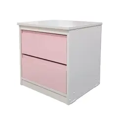DECORACION CREATIVA - Velador Infantil 2 Cajones Rosa Pastel / Linea Minimal