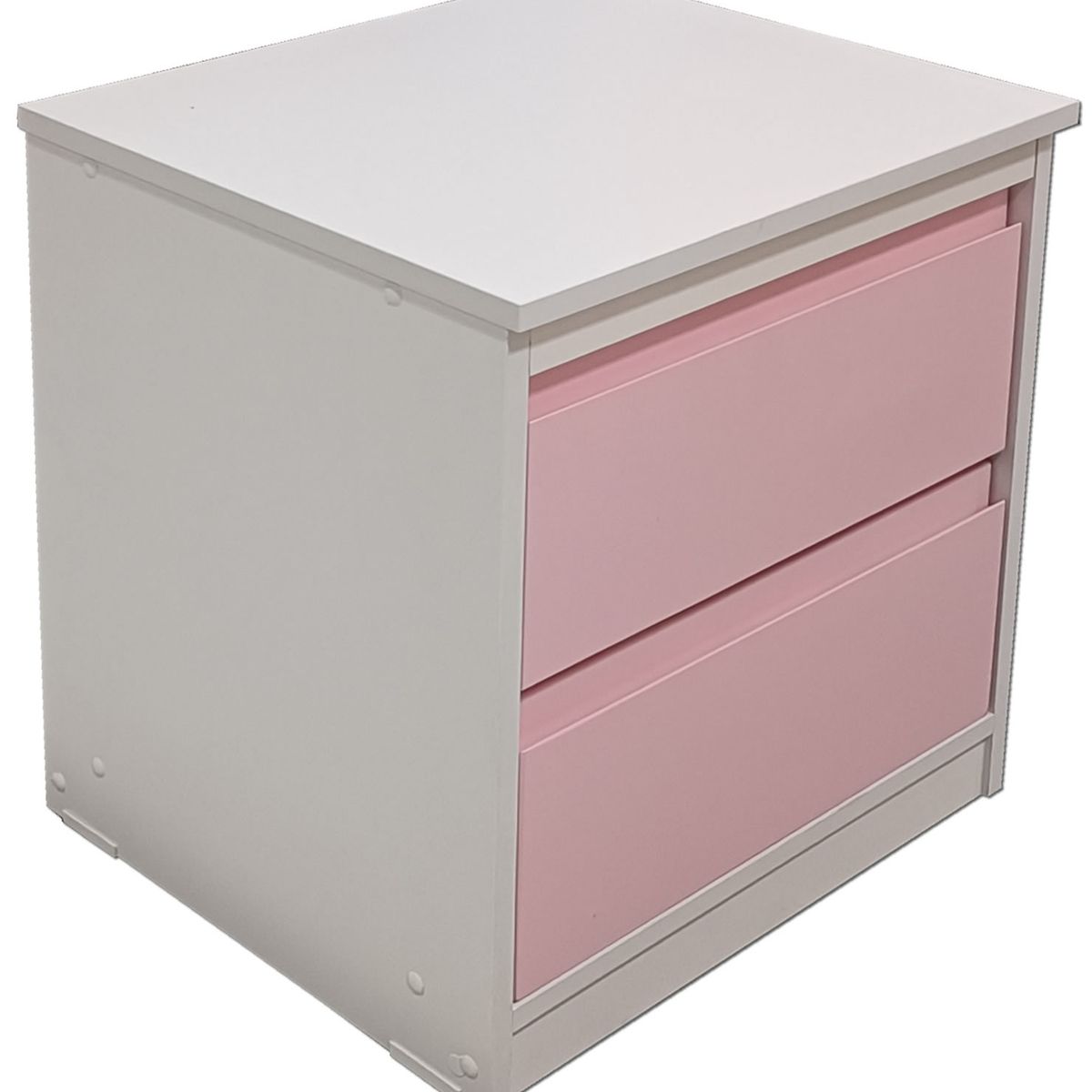 DECORACION CREATIVA - Velador Infantil 2 Cajones Rosa Pastel / Linea Minimal