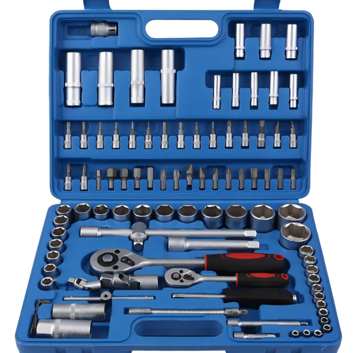 GENERICO - Set Caja de Herramientas Dados 94 Piezas Acero al Carbono 1/2 y 1/4 Profesional con Maletin