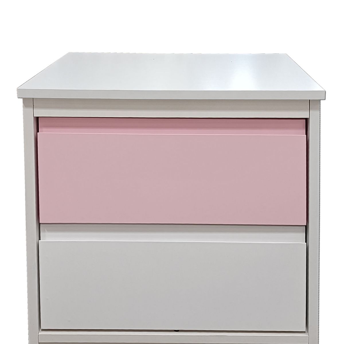 DECORACION CREATIVA - Velador Infantil 2 Cajones (Rosa Pastel y Blanco) - Linea Minimal