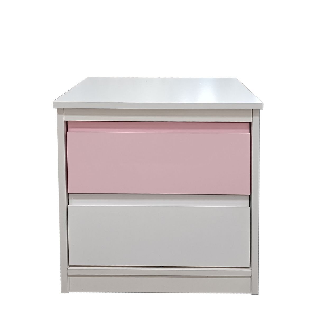 DECORACION CREATIVA - Velador Infantil 2 Cajones (Rosa Pastel y Blanco) - Linea Minimal