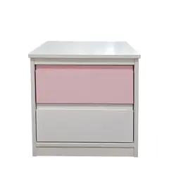 DECORACION CREATIVA - Velador Infantil 2 Cajones (Rosa Pastel y Blanco) - Linea Minimal