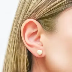 COGGIOLA - Aros Corazón Perla Sintética 8mm Enchapado Oro 18K