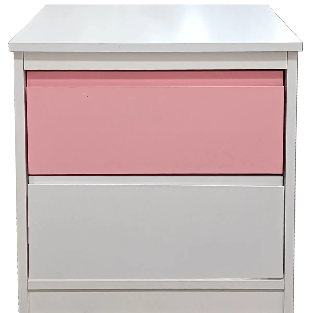 DECORACION CREATIVA - Velador Infantil 2 Cajones (Rosado y Blanco) - Linea Minimal