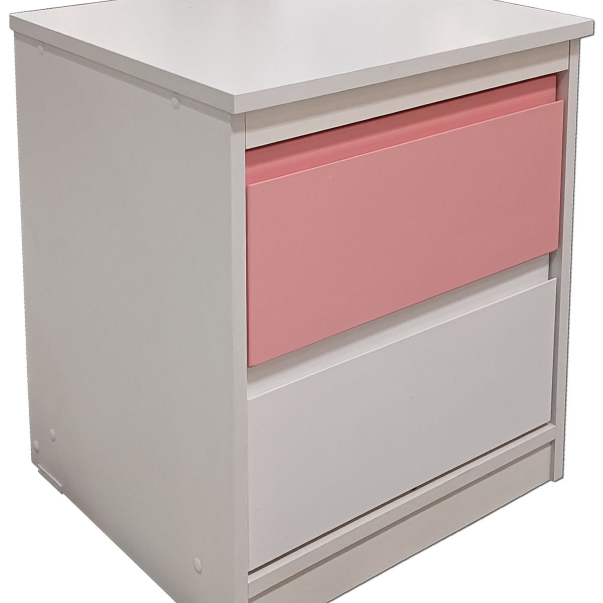 DECORACION CREATIVA - Velador Infantil 2 Cajones (Rosado y Blanco) - Linea Minimal