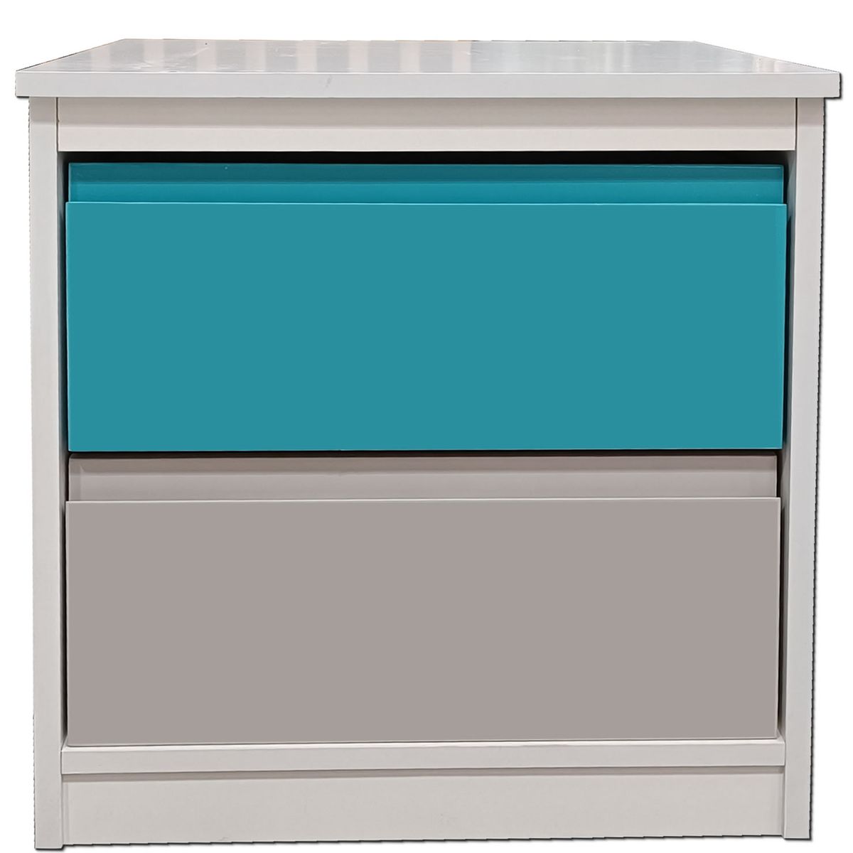 DECORACION CREATIVA - Velador Infantil 2 Cajones (Calipso y Gris) - Linea Minimal