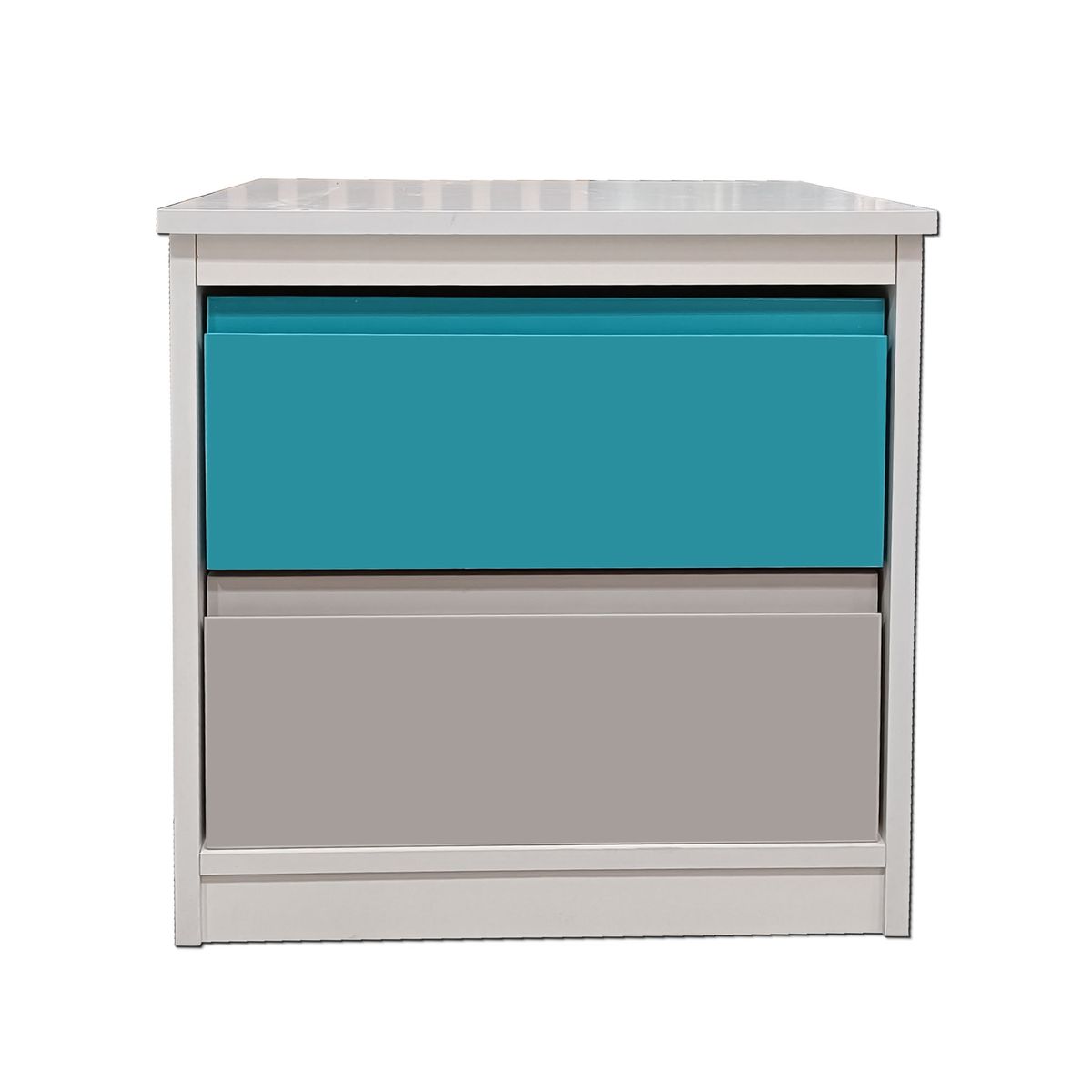 DECORACION CREATIVA - Velador Infantil 2 Cajones (Calipso y Gris) - Linea Minimal