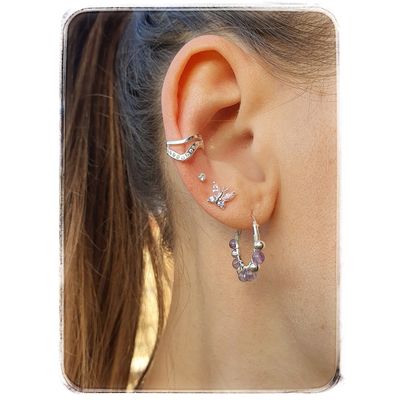 Imagen 2 del producto Aros mariposas plata 925 rosadas y lila mujer y niña