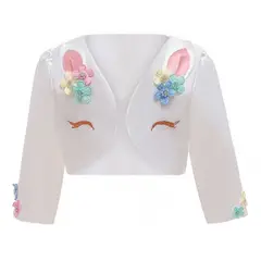 ALMA & DECO - Bolero Chaqueta Fiesta corta Niña Unicornio Blanco