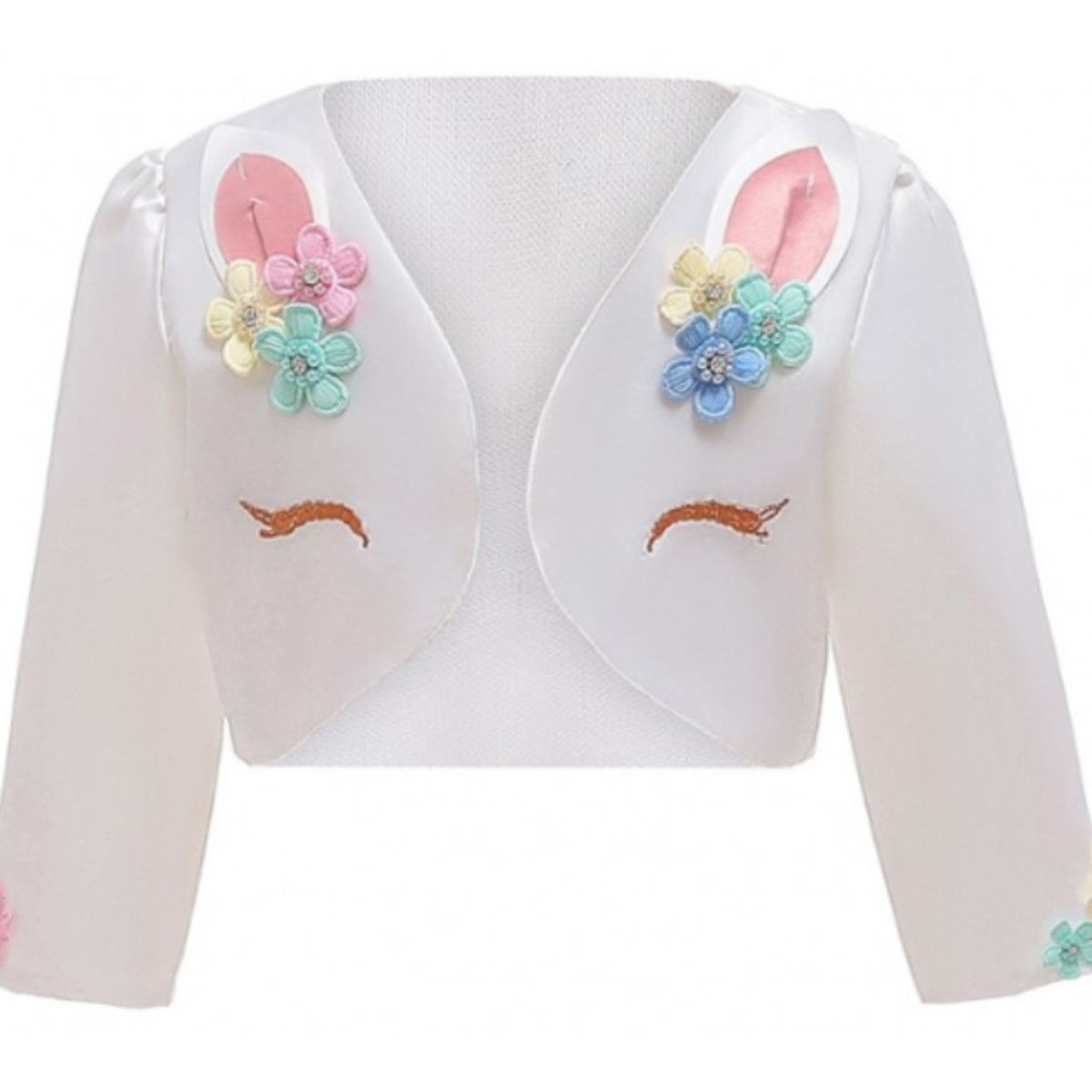 ALMA & DECO - Bolero Chaqueta Fiesta corta Niña Unicornio Blanco