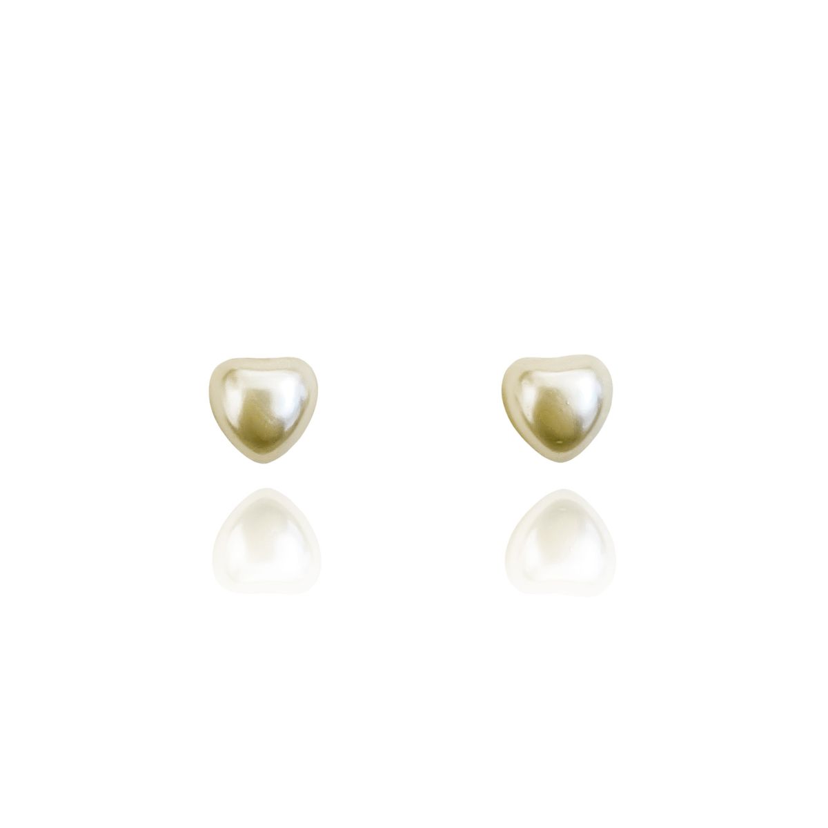 COGGIOLA - Aros Corazón Perla Sintética 5mm Enchapado Oro 18K
