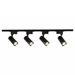 WANT - Lámpara 4 Focos Negros Gu10 Luz Cálida con Riel de 1mt