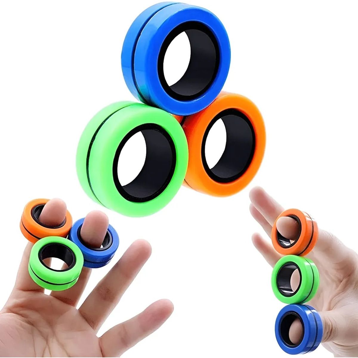 GENERICO - Juguete Sensorial Antiestrés 3 Anillos Magnéticos Spinner
