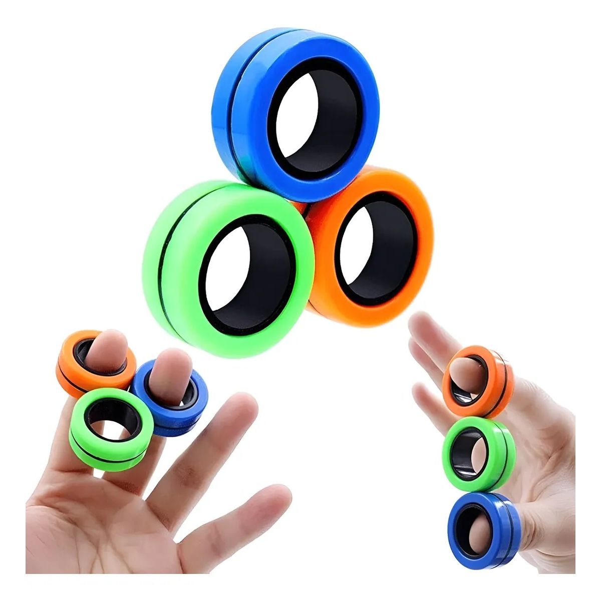 GENERICO - Juguete Sensorial Antiestrés 3 Anillos Magnéticos Spinner