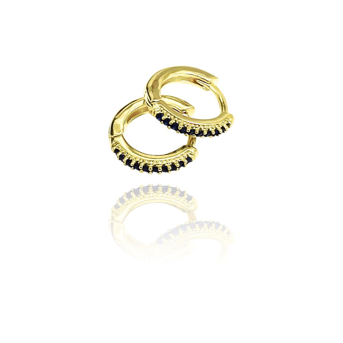 COGGIOLA - Aros Argolla Cintillo Circón Azul Mini 12mm Enchapado Oro 18K