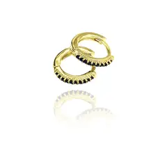 COGGIOLA - Aros Argolla Cintillo Circón Azul Mini 12mm Enchapado Oro 18K
