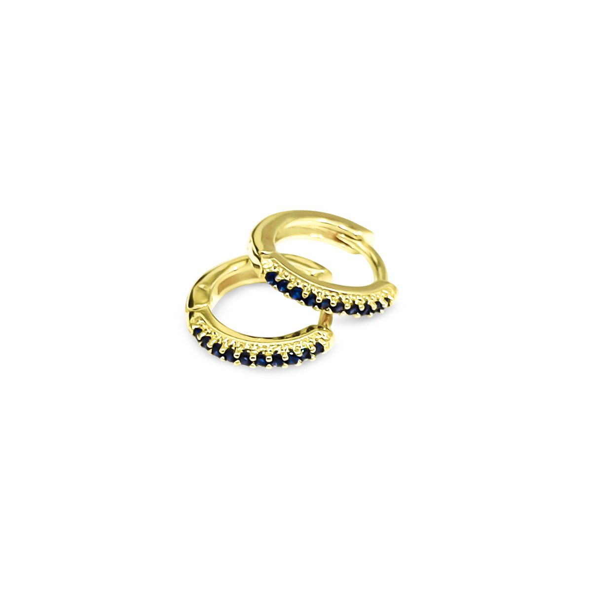 COGGIOLA - Aros Argolla Cintillo Circón Azul Mini 12mm Enchapado Oro 18K