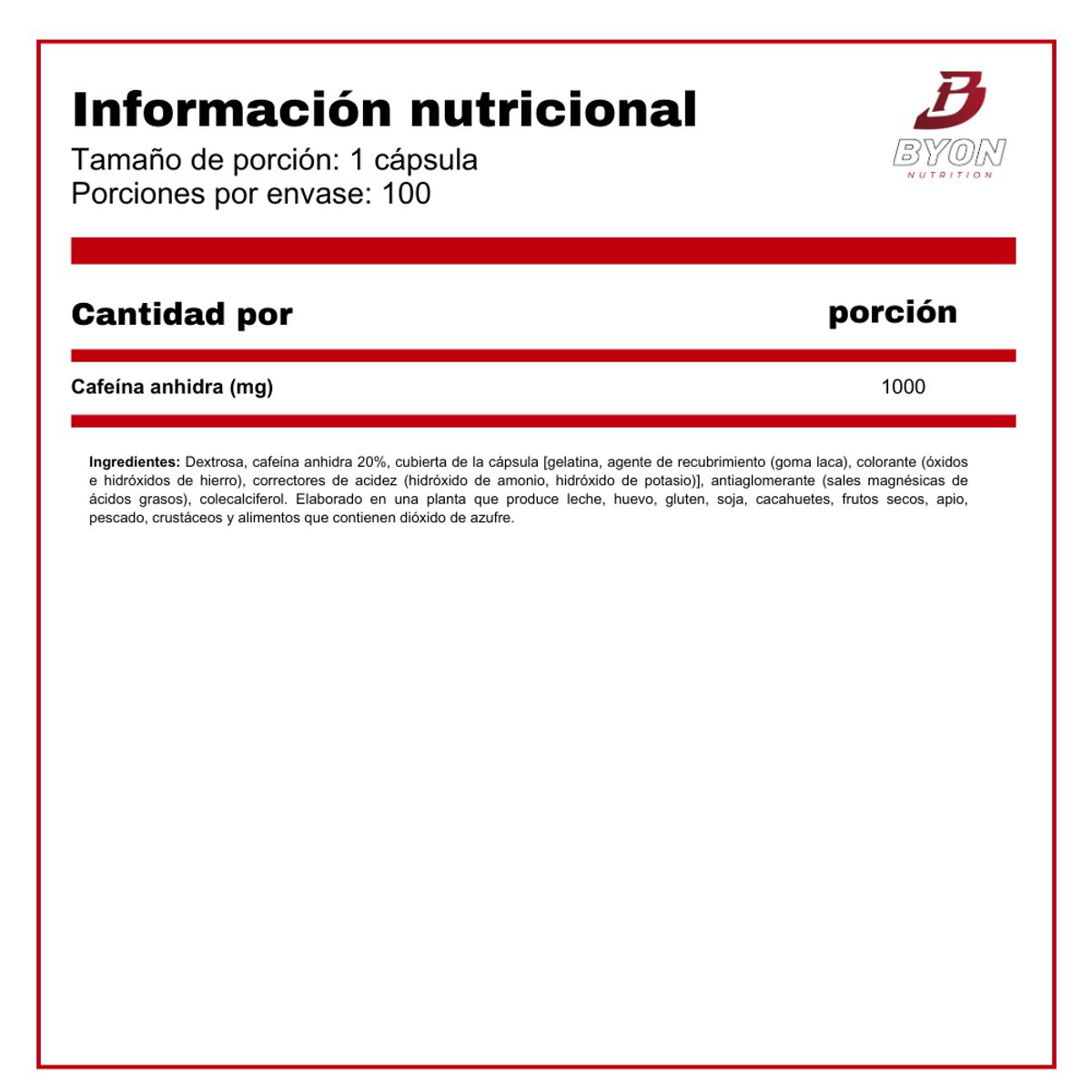 SCITEC NUTRITION - Cafeina 100 mg 100 cápsulas Scitec Nutrition